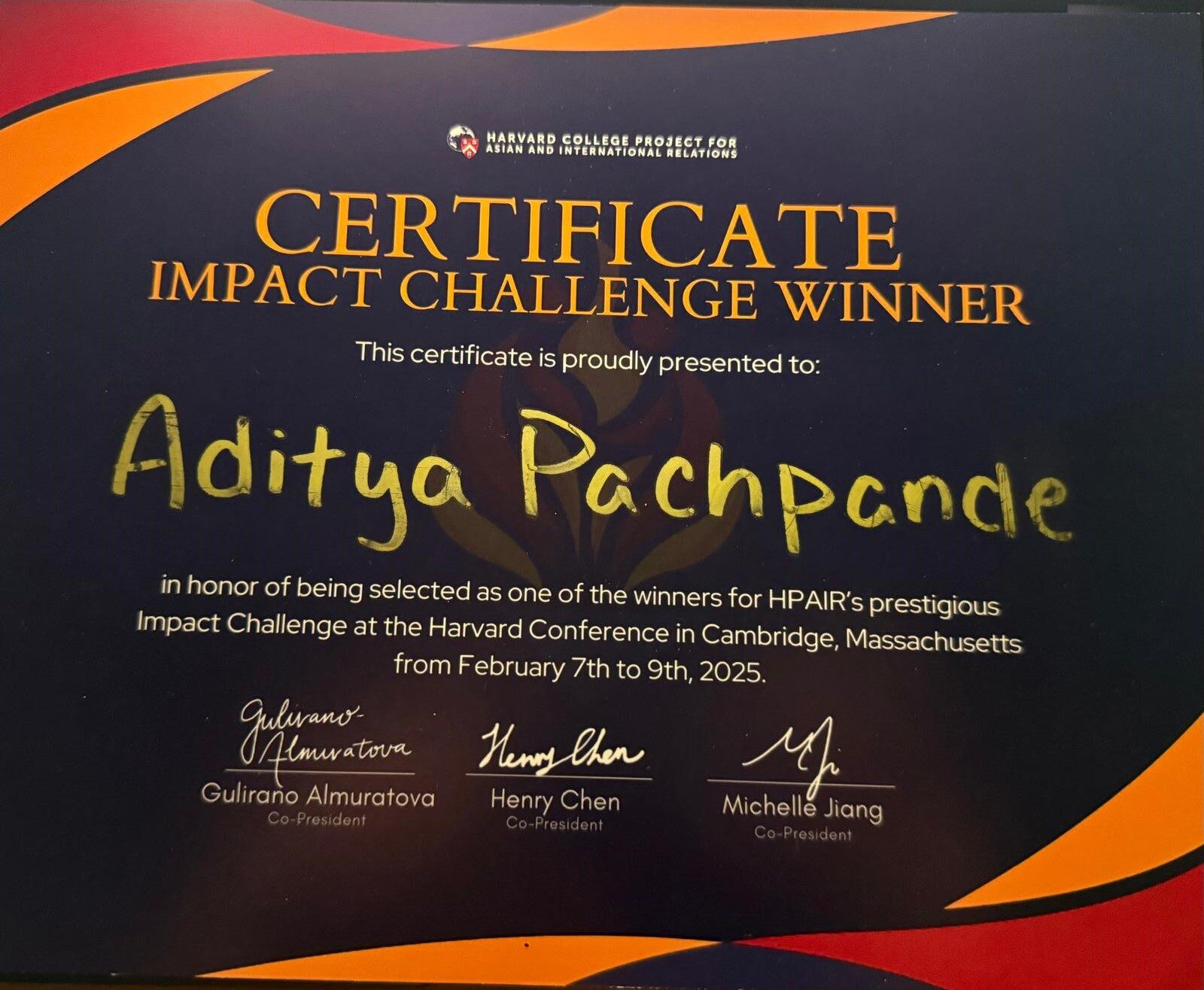 Certificate Impact Challenge Winner